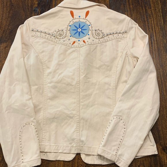 Reba - Cream Color Western Denim Jacket - Size Medium - Picture 3 of 7
